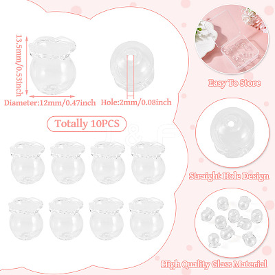 10Pcs Glass Bead Caps for Wind Chimes Making GLAA-BY0001-05B-1