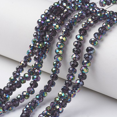 Electroplate Transparent Glass Beads Strands EGLA-A034-T4mm-Q09-1