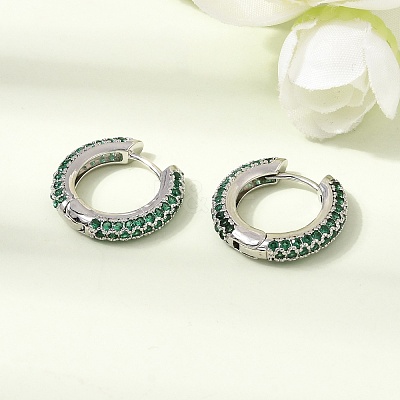 Brass Micro Pave Cubic Zirconia Hoop Earrings KK-CBA8324-24P-1