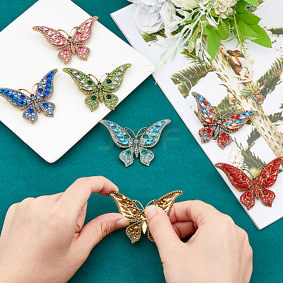 7Pcs 7 Colors Alloy Rhinestone Brooch JEWB-FH0001-65-1