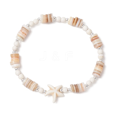 2Pcs Synthetic Turquoise Beaded Stretch Bracelets BJEW-JB11911-1