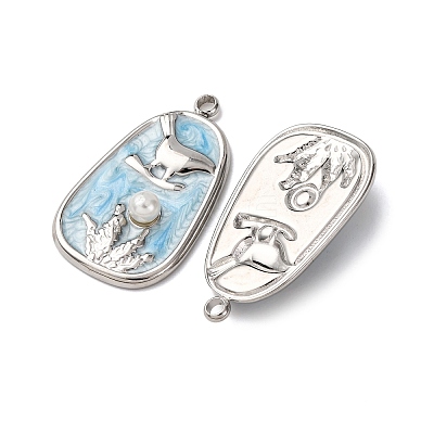 304 Stainless Steel Enamel Pendants STAS-P406-27A-P-1