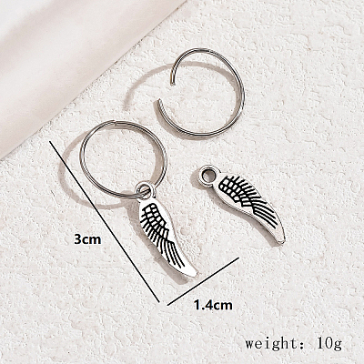 Vintage Brass Feather Hoop Earrings KF3799-1