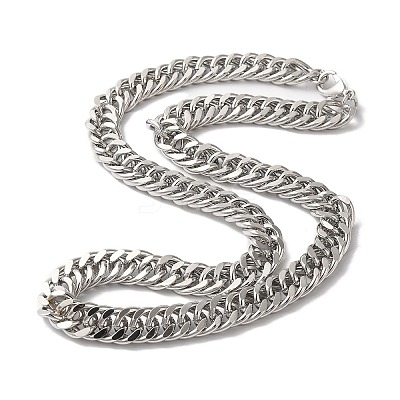 Iron Cuban Link Chain Necklaces for Women Men NJEW-A028-01C-P-1