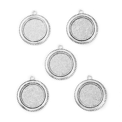 Vintage Tibetan Style Alloy Pendant Cabochon Bezel Settings X-TIBEP-O006-19AS-1
