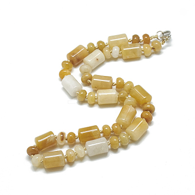 Natural Topaz Jade Beaded Necklaces NJEW-S392-15-1