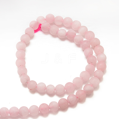 Frosted Natural Rose Quartz Bead Strands G-J120-30-6mm-1