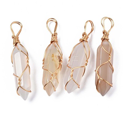 Natural Grey Agate Big Pendants G-T122-70F-1