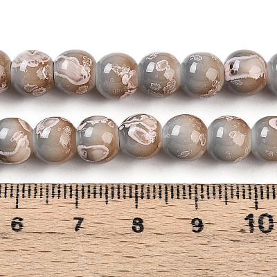Baking Paint Glass Beads Strands DGLA-N008-8mm-08-1