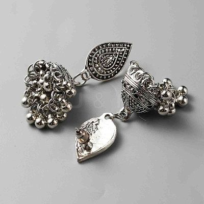 Zinc Alloy Teardrop with Bell Dangle Stud Earrings for Women EJEW-WH0013-77AS-1
