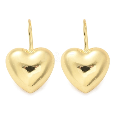 Heart Brass Dangle Earrings EJEW-B132-03G-1