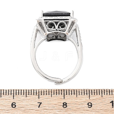 Brass Micro Pave Clear Cubic Zirconia Cuff Rings for Women RJEW-A062-04P-1