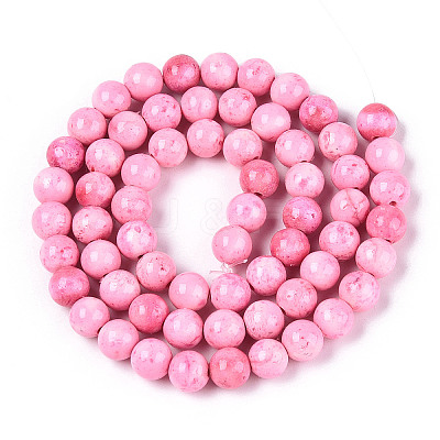 Dyed Synthetic Fossil Beads Strands G-T139-6mm-66C-1