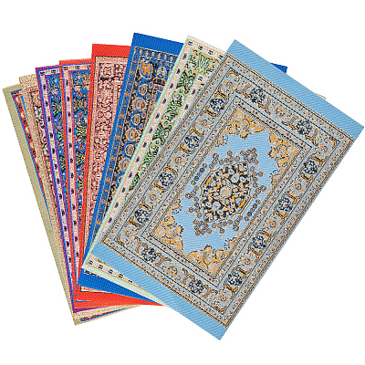 8Pcs 8 Styles Cloth Miniature Turkish Carpets AJEW-GO0001-70-1