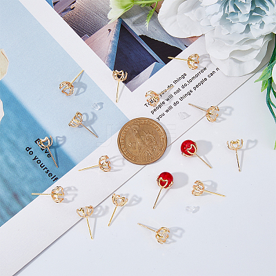 30Pcs Ion Plating(IP) Brass Stud Earring Findings KK-DC0003-01-1