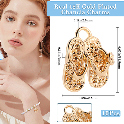 10Pcs Brass Pendants Rhinestone Settings KK-BBC0014-39-1