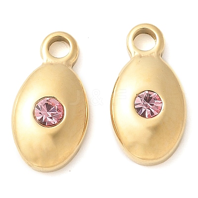 304 Stainless Steel with Rhinestone Charms STAS-Q345-15G-01-1