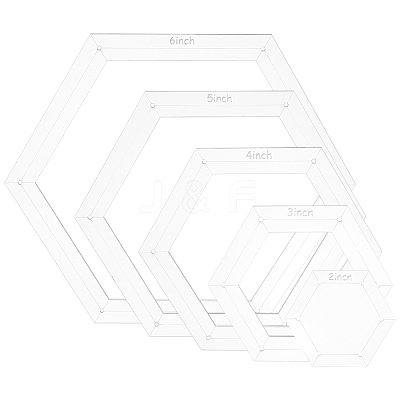 2/3/4/5/6 Inch Hexagon Quilting Template TOOL-WH0002-44-1