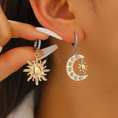 Brass & Crystal Rhinestone Hoop Earrings WG06C1A-04-1