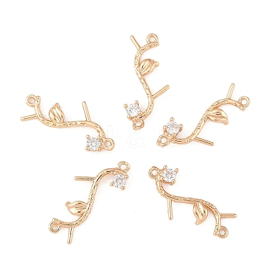 5Pcs Brass Micro Pave Cubic Zirconia Links Connectors KK-YW0003-34-1