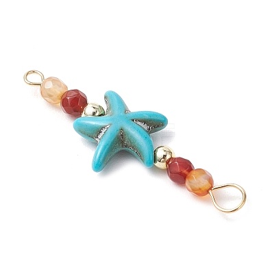 4Pcs 4 Colors Summer Beach Dyed Synthetic Turquoise Connector Charms PALLOY-JF03746-02-1