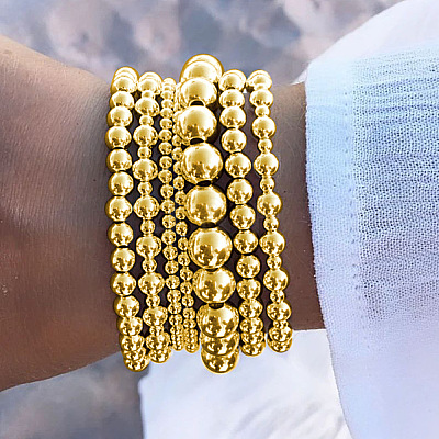 7Pcs CCB Round Beaded Stretch Bracelets WGF8C34-04-1
