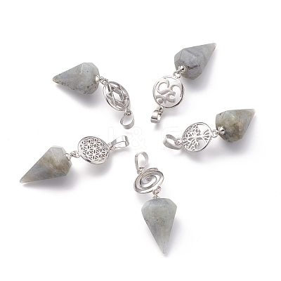 Natural Labradorite Pendants G-O194-02-1