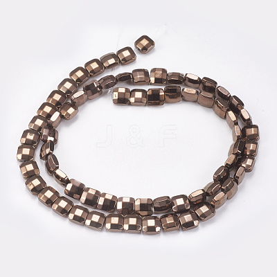 Electroplated Non-magnetic Synthetic Hematite Beads Strands G-P367-E01-1