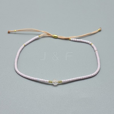 Adjustable Natural Rose Quartz Braided Bead Bracelets BJEW-F391-A01-1