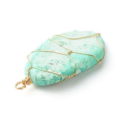 Natural Chrysoprase Pendants PALLOY-JF00871-1