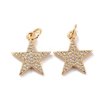 Brass Micro Pave Clear Cubic Zirconia Charms ZIRC-Z018-15G-A-1