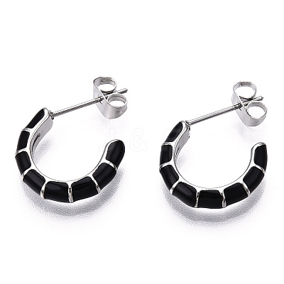 Enamel C-shape Stud Earrings EJEW-N052-05-01-1