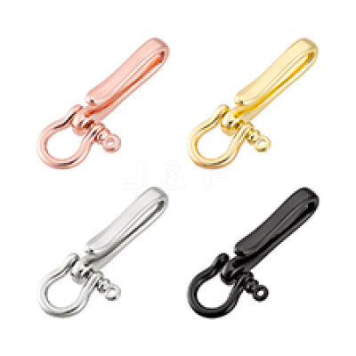 4Pcs 4 Colors Brass Shackle Clasps with Brass S Hook Clasps KK-PH0012-38-1