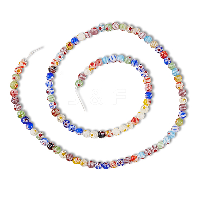 3 Strands Handmade Millefiori Glass Round Bead Strands LAMP-LT0001-16A-1
