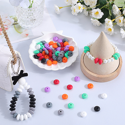 96Pcs 12 Colors Food Grade Eco-Friendly Silicone Abacus Beads SIL-SC0001-87C-1