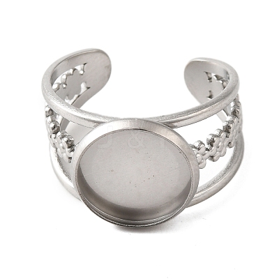304 Stainless Steel Cuff Ring Components STAS-V012-01B-P-1