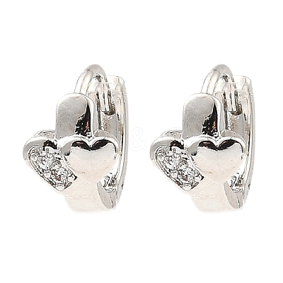Brass Micro Pave Cubic Zirconia Hoop Earrings EJEW-D078-13P-1