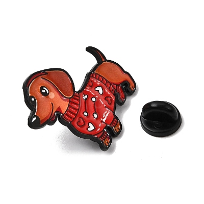 Dachshund in Heart Sweater Enamel Pins JEWB-Z049-03EB-01-1