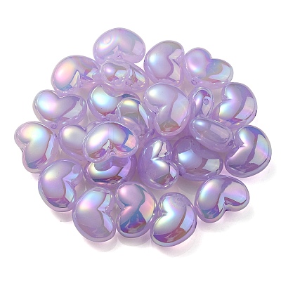 UV Plating Rainbow Iridescent Imitation Jelly Acrylic Beads OACR-C007-08A-1