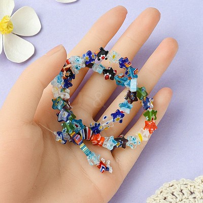 Flower Handmade Millefiori Glass Beads Strands LK-YW0001-08-1