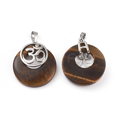 Natural Tiger Eye Pendants KK-F751-L-A03-1