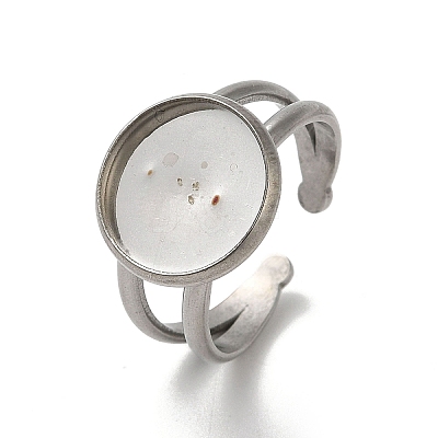 Non-Tarnish 304 Stainless Steel Cuff Ring Settings STAS-E202-02C-P-1