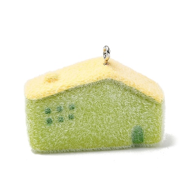 Flocky Opaque Resin Pendants LS-RESI-F062-02G-1