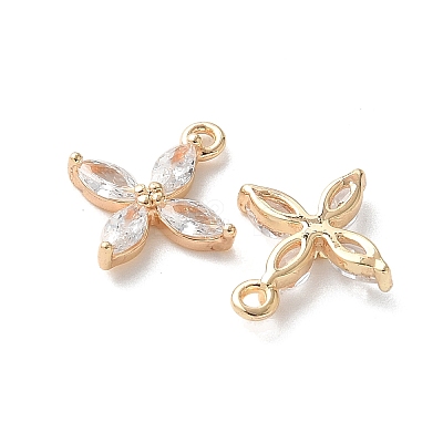 Real 18K Gold Plated Brass Cubic Zirconia Charms KK-R037-157G-1