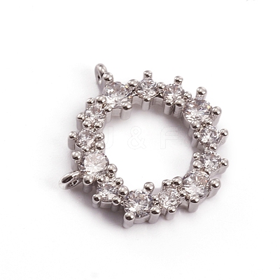 Brass Micro Pave Clear Cubic Zirconia Pendants ZIRC-L091-032-1