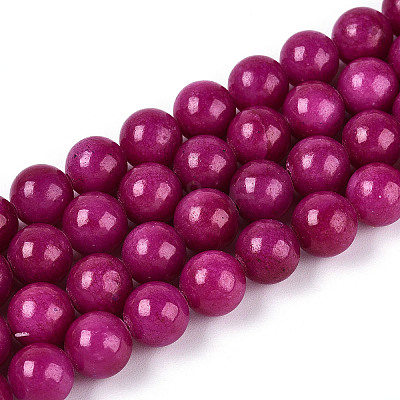Dyed Natural Mashan Jade Round Beads Strands G-T139-8mm-67D-1