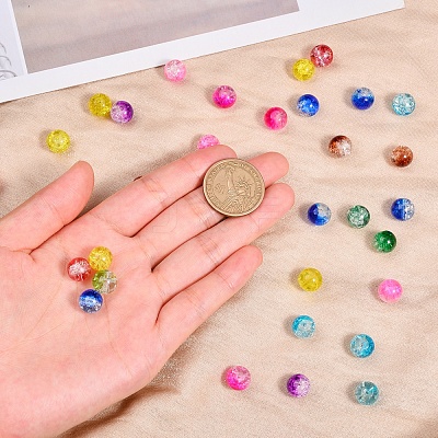 150Pcs 10 Colors Baking Paint Crackle Glass Bead Strands CCG-SZ0001-03-1