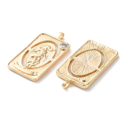 Brass Micro Pave Cubic Zirconia Pendants KK-C079-04G-1