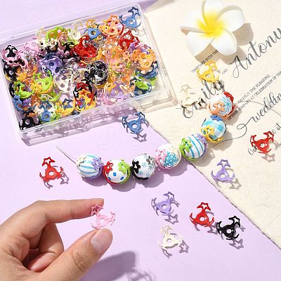 100Pcs 10 Colors Hollow Acrylic Bead Caps DIY-CJ0003-12-1