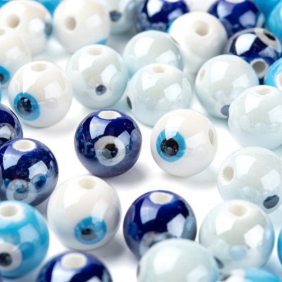 60Pcs 4 Colors Handmade Porcelain Ceramic Beads PORC-LS0001-02-1